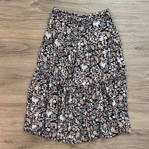 Cynthia Rowley Black, White, and Pink Floral Skirt